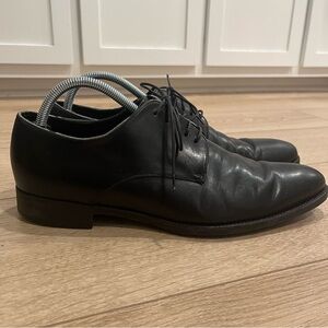 Ermenegildo Zegna Men’s Oxford Black Leather Lace Up Dress Shoe Size 8.5 EE Wide